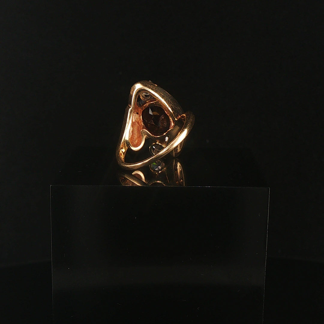 14k Yellow Gold 1.92ct Garnet and 0.30cttw Diamond Ladies Ring Size 5