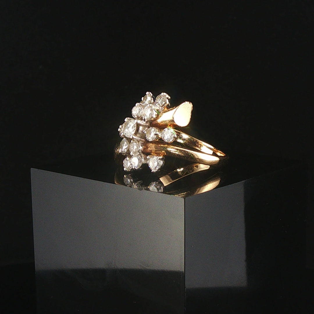 14k Yellow Gold and 1.25cttw Diamond Vintage Bypass Ring Size 8.5