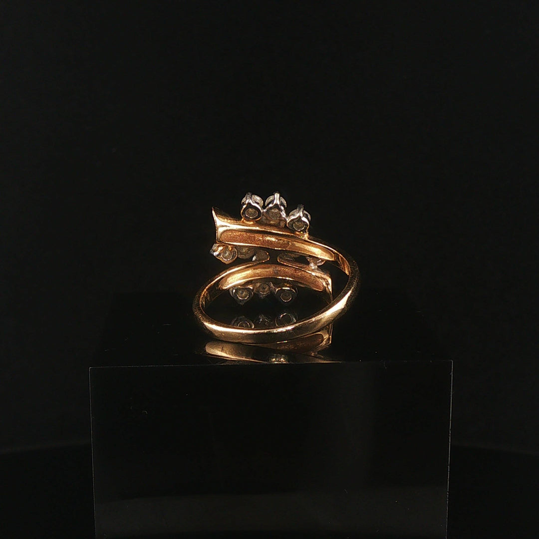 14k Yellow Gold and 1.25cttw Diamond Vintage Bypass Ring Size 8.5