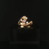 14k Yellow Gold and 0.25cttw Diamond Retro Ribbed Band Ring Size 6.5