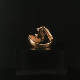 14k Yellow Gold and 0.25cttw Diamond Retro Ribbed Band Ring Size 6.5