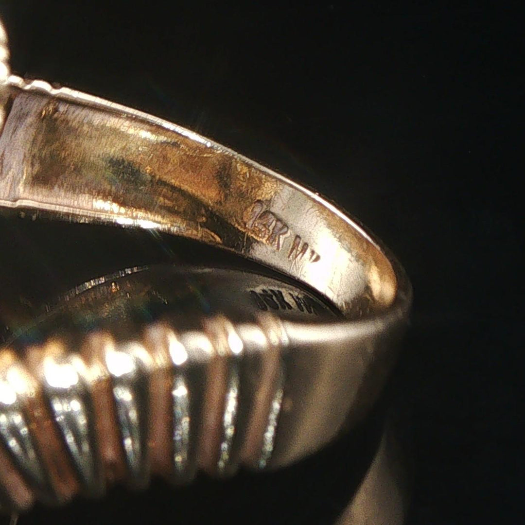 14k Yellow Gold and 0.25cttw Diamond Retro Ribbed Band Ring Size 6.5