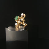 18k Yellow Gold Emerald and 0.40cttw Diamond Unique Ring Italy Size 6.5