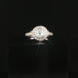 14k White Gold and 0.70cttw Diamond Vintage Halo Ring Size 7.75