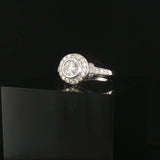 14k White Gold and 0.70cttw Diamond Vintage Halo Ring Size 7.75
