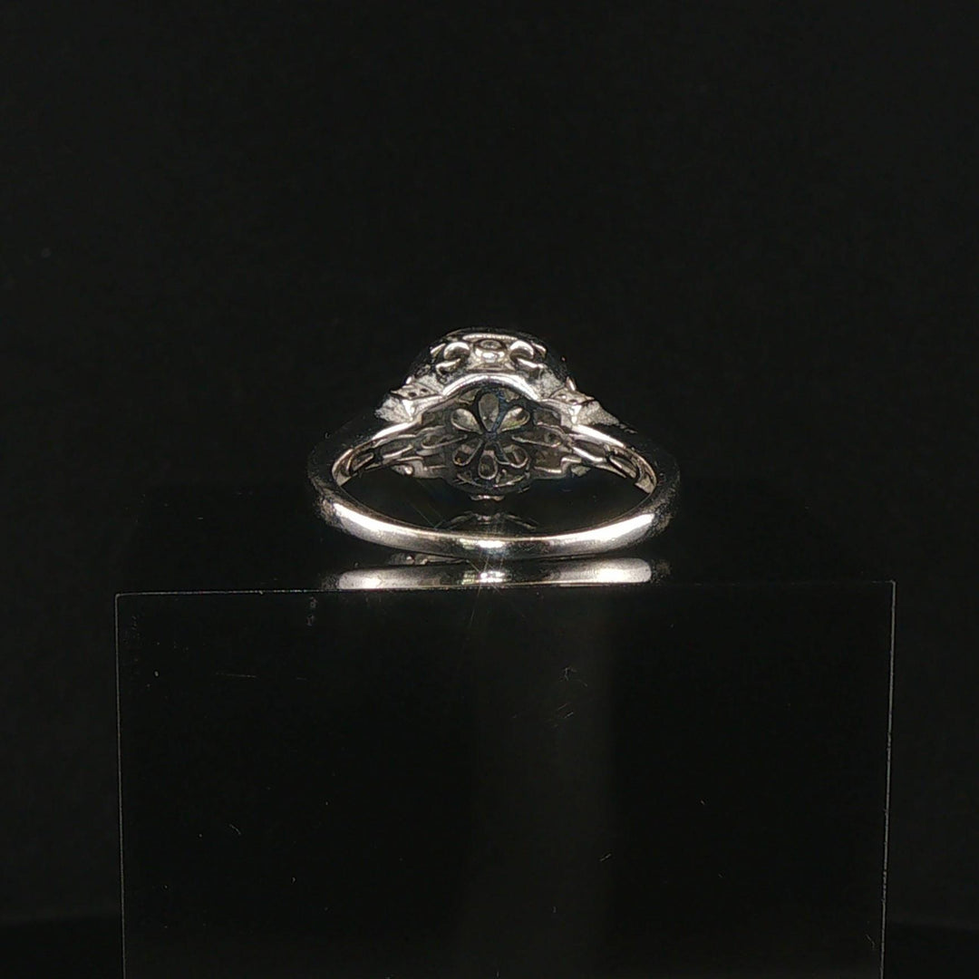 14k White Gold and 0.70cttw Diamond Vintage Halo Ring Size 7.75