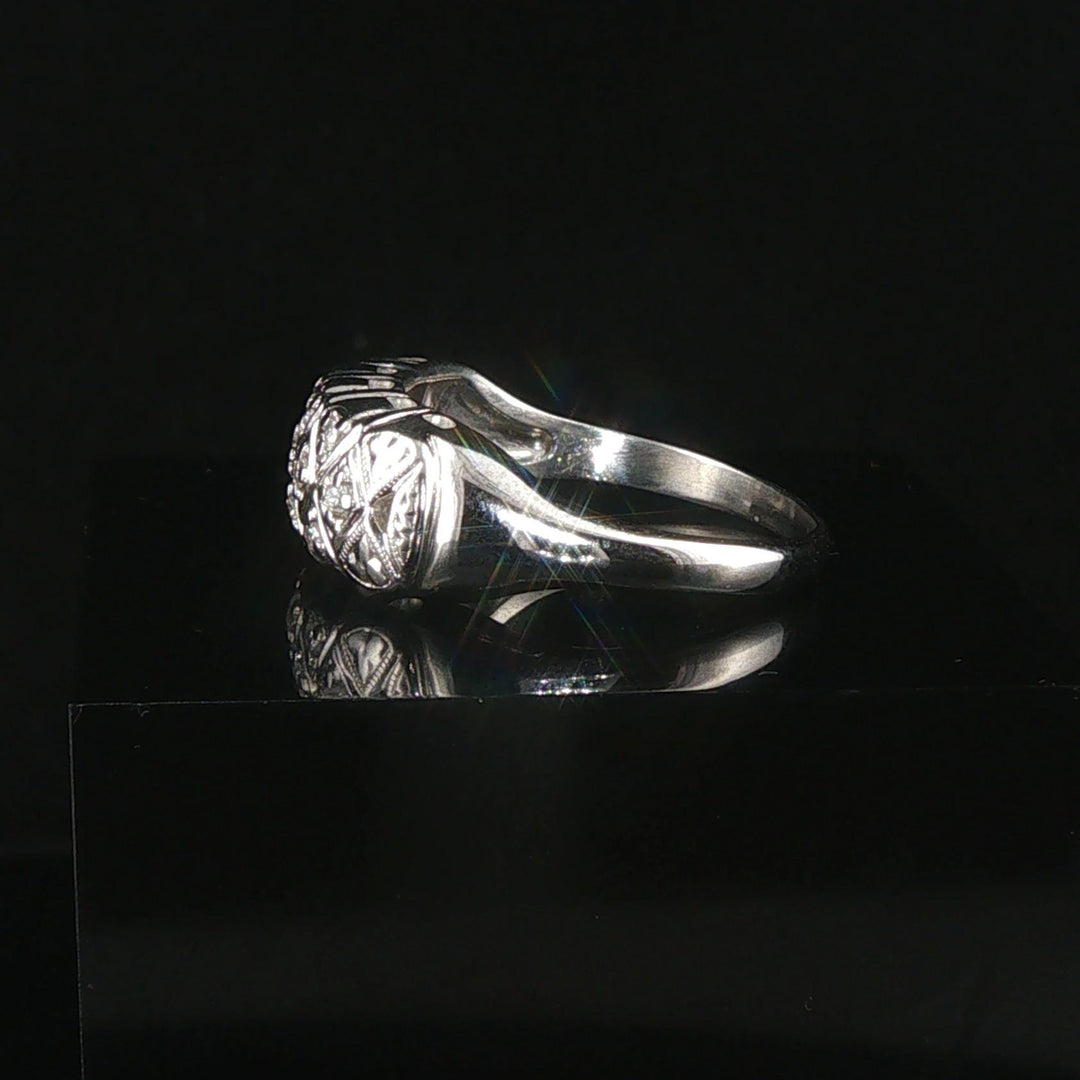14k White Gold and 0.05cttw Diamond Vintage Ladies Band Ring Size 8.5