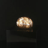 14k Yellow and White Gold Diamond Solid Heavy Vintage Domed Bombe Ring Size 7