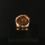14k Yellow and White Gold Diamond Solid Heavy Vintage Domed Bombe Ring Size 7