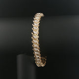 10k Yellow Gold and 4cttw Diamond Cluster Solid S Link Tennis Bracelet 7"