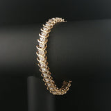 10k Yellow Gold and 4cttw Diamond Cluster Solid S Link Tennis Bracelet 7"