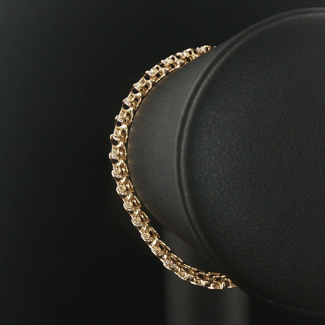 10k Yellow Gold and 4cttw Diamond Cluster Solid S Link Tennis Bracelet 7"