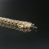 10k Yellow Gold and 4cttw Diamond Cluster Solid S Link Tennis Bracelet 7"