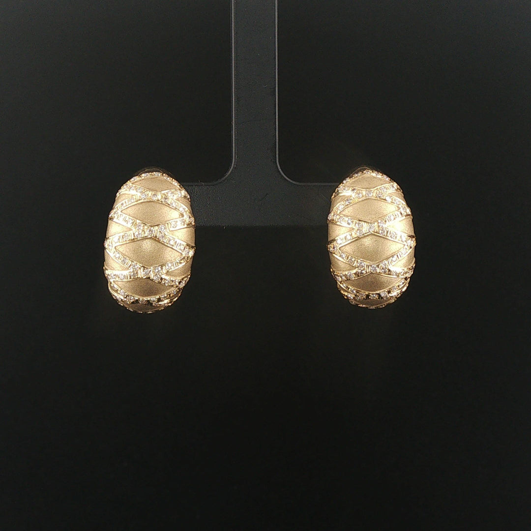 14k Yellow Gold and 0.25cttw Diamond Vintage Huggie Earrings 1"