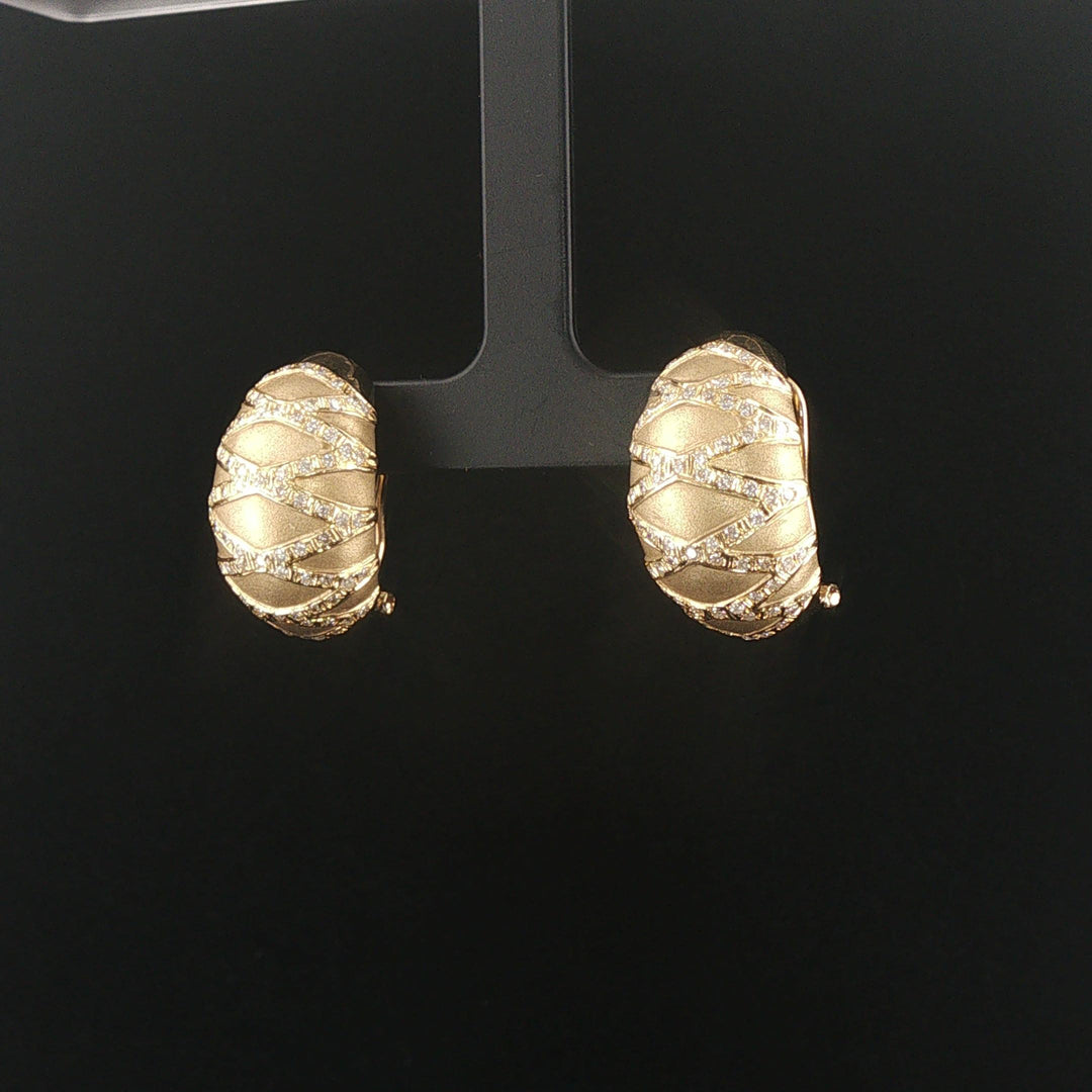 14k Yellow Gold and 0.25cttw Diamond Vintage Huggie Earrings 1"