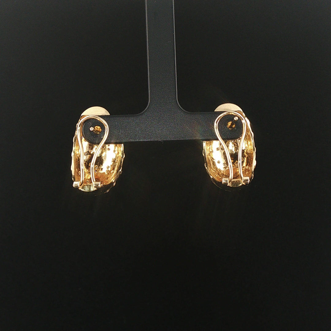 14k Yellow Gold and 0.25cttw Diamond Vintage Huggie Earrings 1"