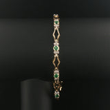 14k Yellow Gold Emerald and Diamond Fancy Link Bracelet 7.5"