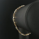 14k Yellow Gold Emerald and Diamond Fancy Link Bracelet 7.5"
