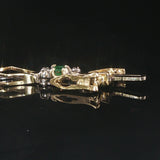 14k Yellow Gold Emerald and Diamond Fancy Link Bracelet 7.5"