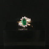 14k Yellow and White Gold Lab Emerald and 0.20cttw Diamond Bypass Ring Size 7