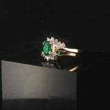 14k Yellow and White Gold Lab Emerald and 0.20cttw Diamond Bypass Ring Size 7