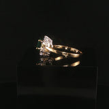 14k Yellow and White Gold Lab Emerald and 0.20cttw Diamond Bypass Ring Size 7