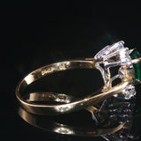 14k Yellow and White Gold Lab Emerald and 0.20cttw Diamond Bypass Ring Size 7