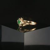 14k Yellow Gold Emerald and Diamond Halo Ring Size 7.25