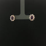 14k Yellow Gold Amethyst and Diamond Halo Stud Earrings