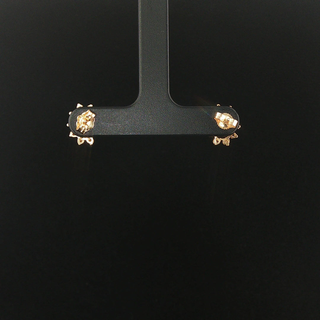14k Yellow Gold Amethyst and Diamond Halo Stud Earrings