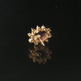 14k Yellow Gold Amethyst and Diamond Halo Stud Earrings