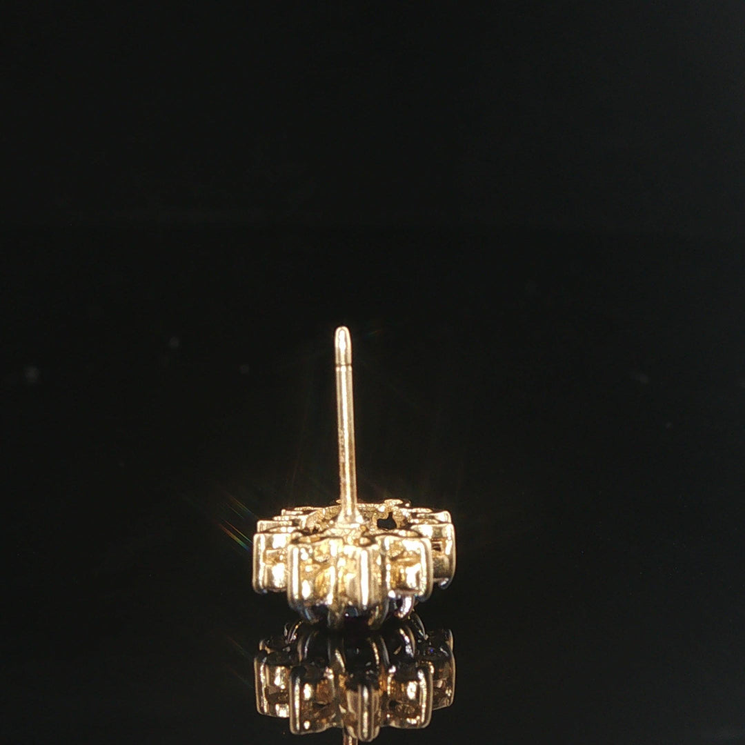14k Yellow Gold Amethyst and Diamond Halo Stud Earrings