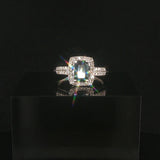 14k Yellow Gold Sapphire and 0.35cttw Diamond Halo Ring Size 6