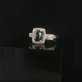 14k Yellow Gold Sapphire and 0.35cttw Diamond Halo Ring Size 6