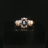 14k Yellow Gold Sapphire and 0.25cttw Diamond Vintage Ring Size 10.25