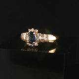 14k Yellow Gold Sapphire and 0.25cttw Diamond Vintage Ring Size 10.25