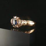 14k Yellow Gold Sapphire and 0.25cttw Diamond Vintage Ring Size 10.25