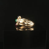 18k Yellow Gold Cabochon Gemstone and Diamond Vintage Band Ring Size 3