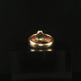 18k Yellow Gold Cabochon Gemstone and Diamond Vintage Band Ring Size 3