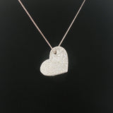 18k White Gold 2.50cttw Pave Diamond Heavy Heart Pendant Necklace Italy 16"