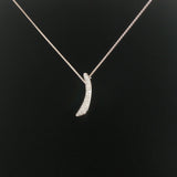 18k White Gold 2.50cttw Pave Diamond Heavy Heart Pendant Necklace Italy 16"
