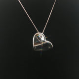 18k White Gold 2.50cttw Pave Diamond Heavy Heart Pendant Necklace Italy 16"