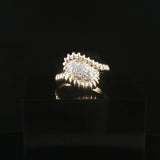 14k Yellow Gold and 0.10cttw Pave Diamond Ribbed Band Ring Size 8