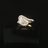 14k Yellow Gold and 0.10cttw Pave Diamond Ribbed Band Ring Size 8