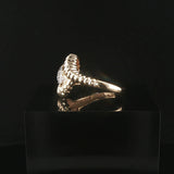 14k Yellow Gold and 0.10cttw Pave Diamond Ribbed Band Ring Size 8