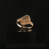 14k Yellow Gold and 0.10cttw Pave Diamond Ribbed Band Ring Size 8