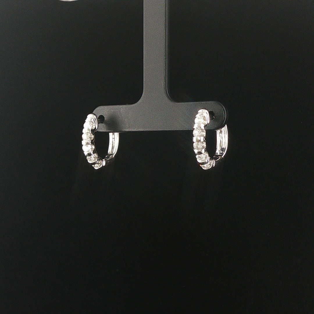 14k White Gold and 0.50cttw Diamond Hoop Earrings