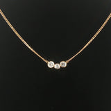 14k Yellow Gold and 1cttw Bezel Set Three Diamond Station Pendant Necklace 19"