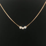 14k Yellow Gold and 1cttw Bezel Set Three Diamond Station Pendant Necklace 19"