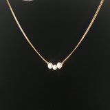14k Yellow Gold and 1cttw Bezel Set Three Diamond Station Pendant Necklace 19"